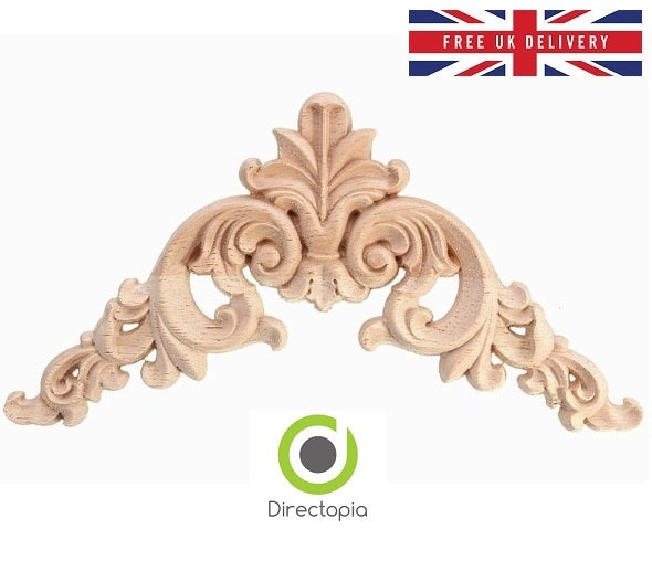 12.5 x 12.5cm Exquisite Classic Wood Carved Corner Applique Furniture Natural