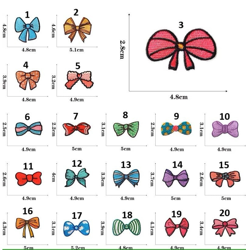 Embroidered Bow Patch Embroidery Bows Patches Iron on / Sew on / Glue on - 2