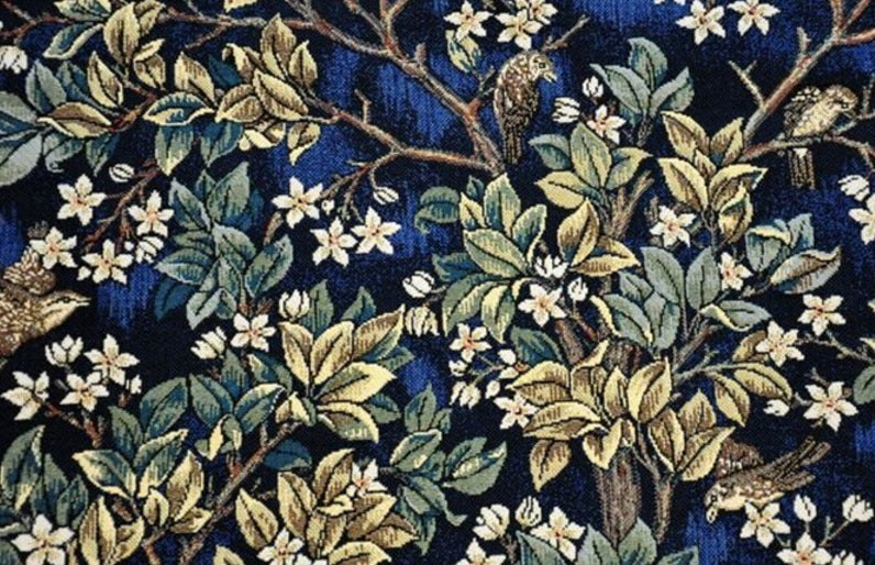 Tree of Life Loom Woven Tapestry William Morris 88 x 68 cm Dark Blue