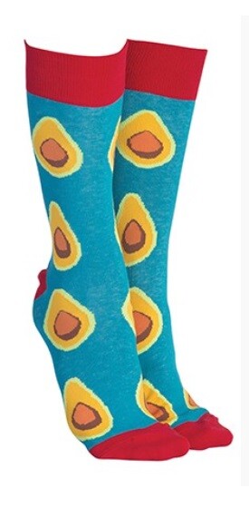Sock Society Cotton Soft Stretchy Christmas Socks One Size Fits all (Adult 5-12) - Avocado Red/Blue 1 Pair
