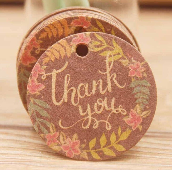 Round Tags Thank You Tag Floral Craft Gift Food Jewellery Handmade Gifts 3cm - 7