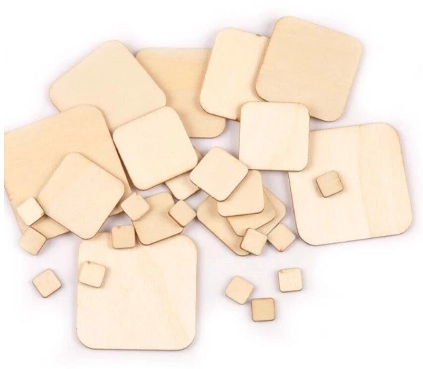 Wooden Square Flat Shape Craft Wood Curved Edge Tag Embellishments Decoration