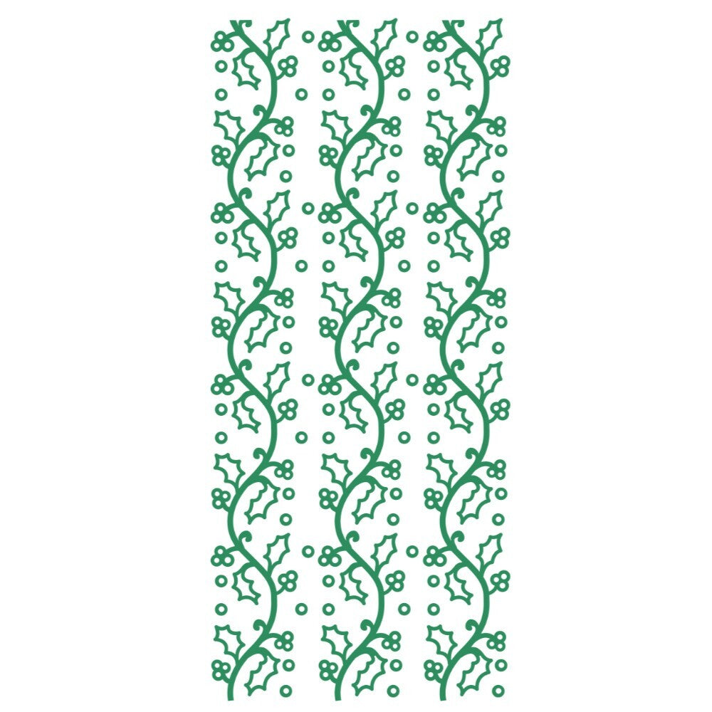 Holly Merry Christmas Mirror Shine Peel Off Sticker Card Making Craft Stickers - Green Mirror