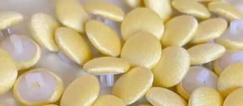 Coloured Buttons Fabric Cloth Covered Button Satin Round Sewing 11mm / 1.1cm - Yellow