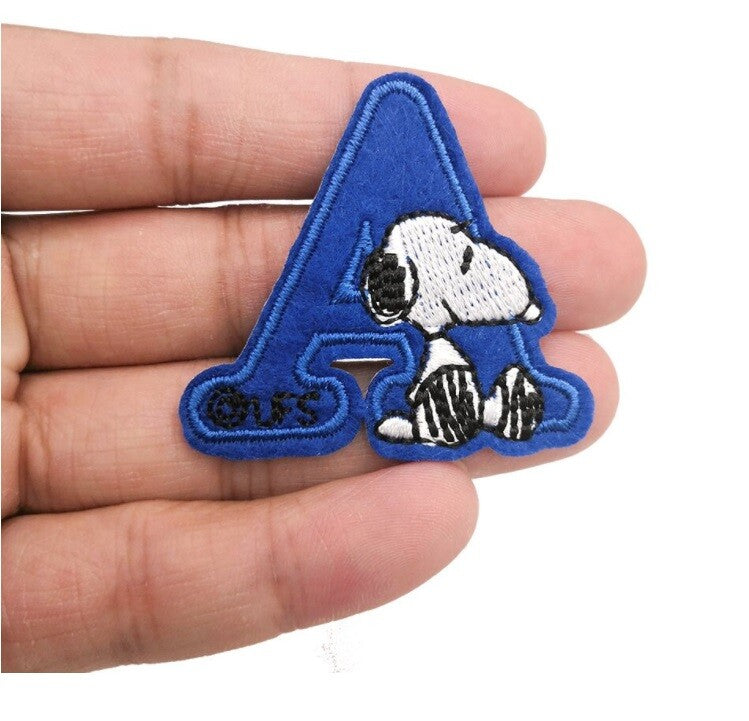 Children's Cartoon Dog Letter Patch Iron or Sew on Alphabet Embroidery Customise