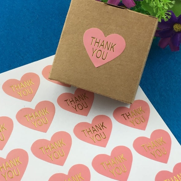 Heart Paper Labels Thank You Gift Food Craft Stickers Seals Handmade Craft