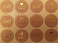 Round Paper Labels 'Hand made with love' Gift Food Kraft Craft Stickers GD