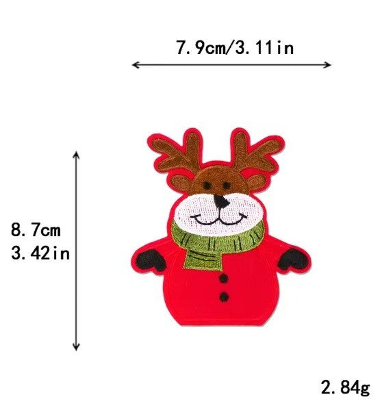 Christmas Tree Reindeer Snowflake Candy Patch Iron on Patches Customise Clothes - Reindeer