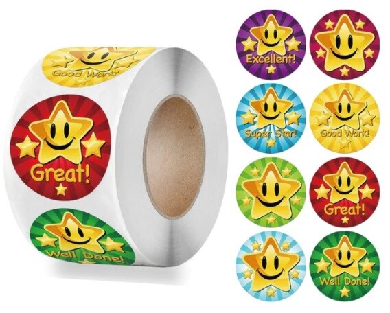 Kids Reward Stickers Labels Well Done Children's School Teachers & Nursery 25mm - Design 18