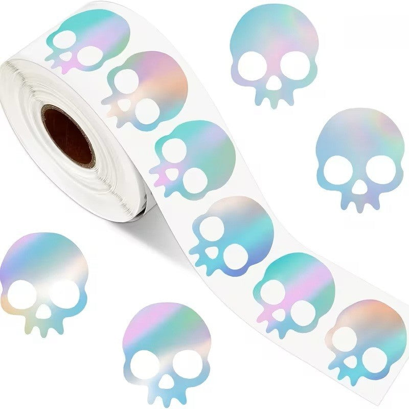 Halloween Skull Laser Silver Skulls Peel & Stick Labels Stickers Gift Sticker