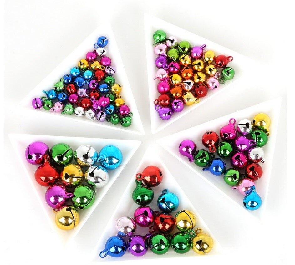 Jingle Bells Multicoloured Gold Silver Charms Card Craft 6/8mm - Multicoloured