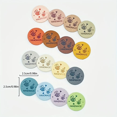 10 Sew On Handmade Labels Tag Bee Faux Leather Knitting Bees Tags Crochet Label