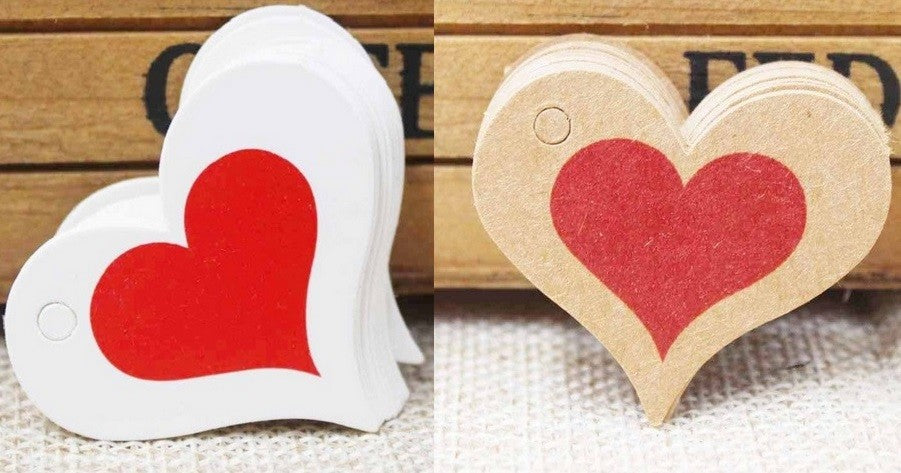 Blank Red Heart Gift Tag Label Craft Paper Love Heart Wedding Tags Gift 3x4cm