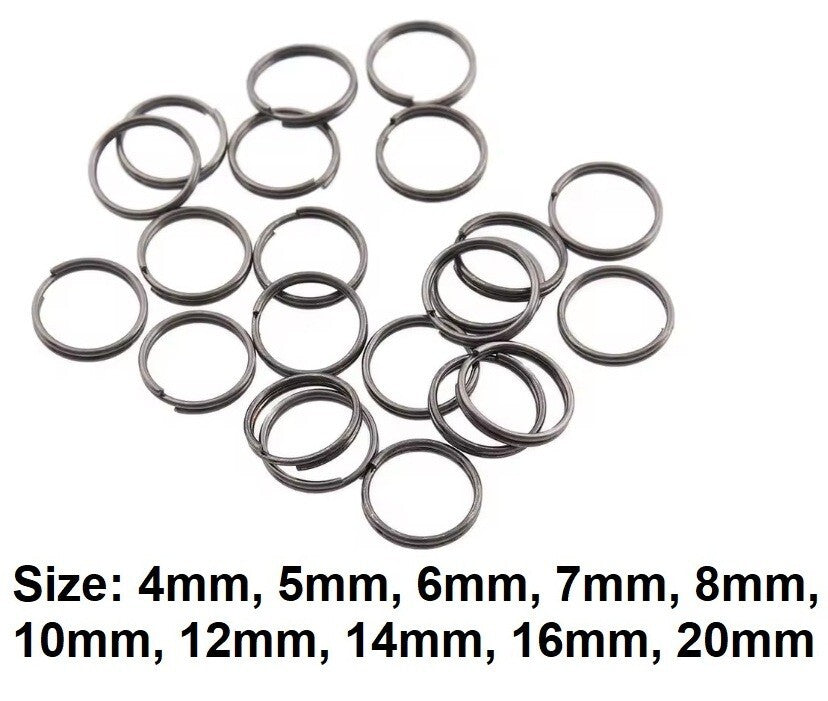 Gun Black Keyring Split Rings Key Chain Jewellery Links Various Sizes 4-20mm