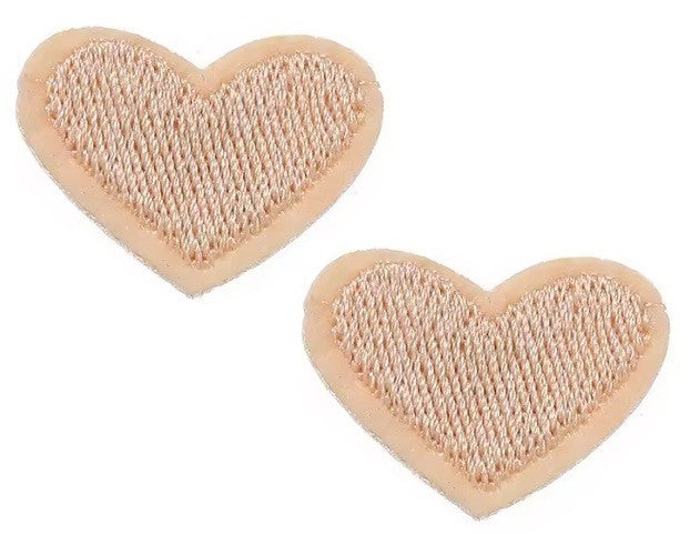 2 Khaki Beige Heart Patches Iron On Sew On Hearts Patch Embroidered Badges