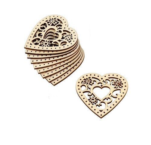 Wooden Heart Shape Love With String Embellishment Craft Wedding Vintage Gift Tag - Heart Design 1 Natural 8x8cm