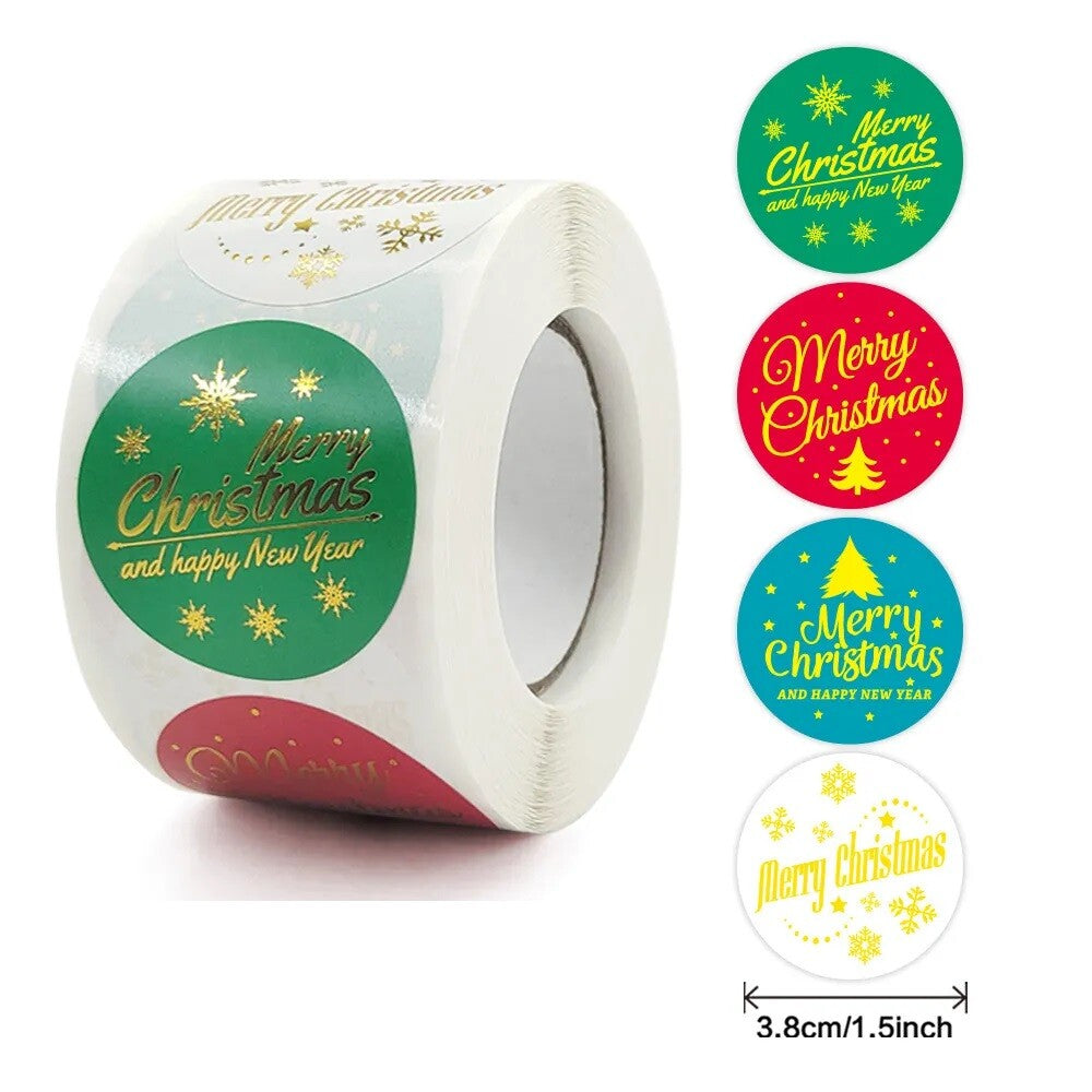 Merry Christmas Happy Xmas Mixed Design Labels Stickers Gift Craft Sticker 3.8cm