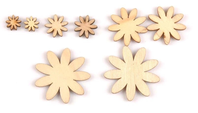 Wooden Flower Shape Craft Floral Daisy Wood Embellishments Scrapbook Flowers