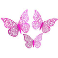 3D Adhesive Butterflies Pack of 12 - Card Making Cake Craft Wall Art Decoration - Fuchsia