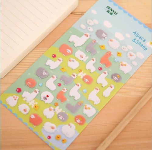 3D Alpaca Sheep Animal Fun Puffy Stickers Craft School Kawaii