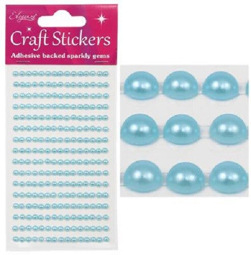 3D Stickers Pearl Dots Sparkly Glitter Gem Card Craft Wedding Self Adhesive - 4mm Blue (240 gems)
