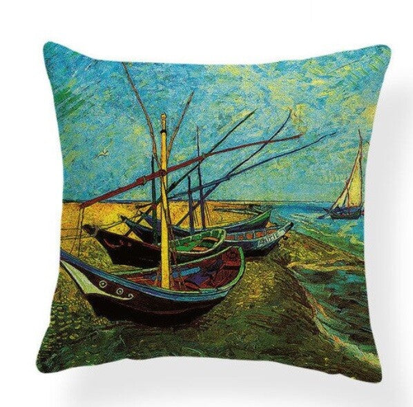 ARTIST VAN GOGH STARRY NIGHT BLOSSOM OIL PAINTING CUSHION COVERS 45x45cm - Boats