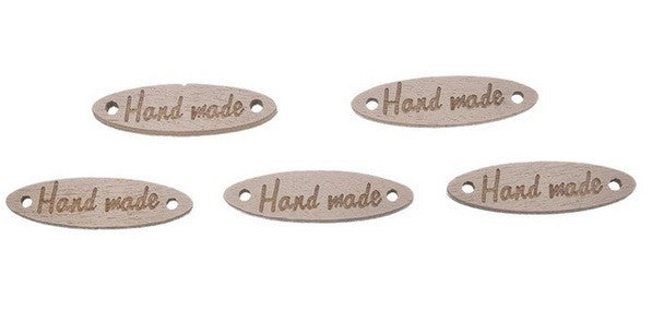 Handmade Wooden Tag Buttons Mixed Designs Craft Gift Tags Scrapbook 10/25/50/100 - Oval Natural