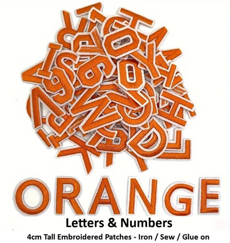 Orange Letter Number Patch Iron on Sew on Alphabet Embroidered Letters Patches