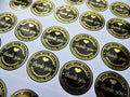 Round Labels Thank You Hand Made with Love Handmade Stickers Black Gold 3.5cm