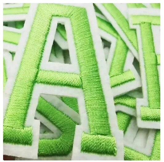 Neon Green Letter Patch Patches Iron or Sew on Alphabet Embroidery Customise