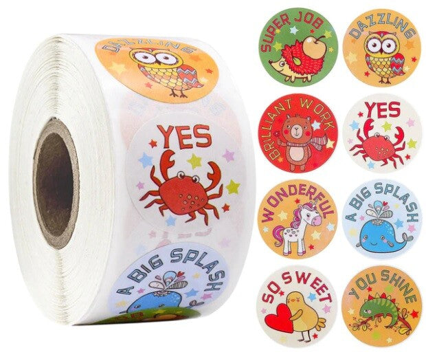 Kids Reward Stickers Labels Well Done Children's School Teachers & Nursery 25mm - Design 9