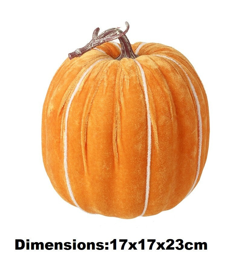 Velvet Pumpkin Halloween Pumpkins Ornament Prop Party Autumn Decoration Craft - 1 Velvet Pumpkin - 17x17x23cm