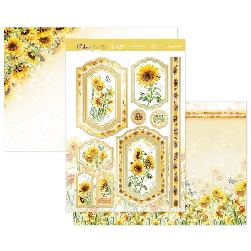 Hunkydory Greeting & Birthday Card Making Kits Luxury Topper Set Pack Toppers - Golden Bunches