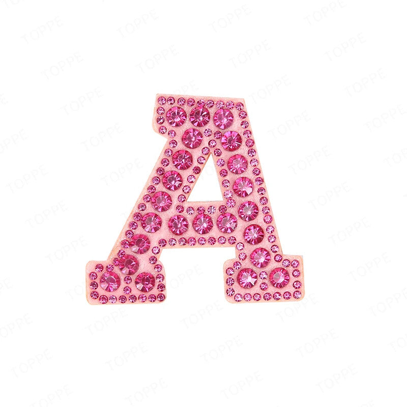 5.5cm 3D Rhinestone Pink Patches Letter Alphabet Patch Iron on Letters Words