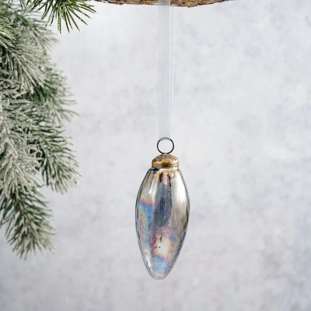 2 Pack Conical Glass Handcrafted Baubles Premium Traditional Christmas Tree - 2 Pack Slate Lustre