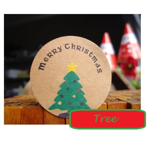 Round Paper Labels 'Merry Christmas' Gift Seal Christmas Present Stickers Owl