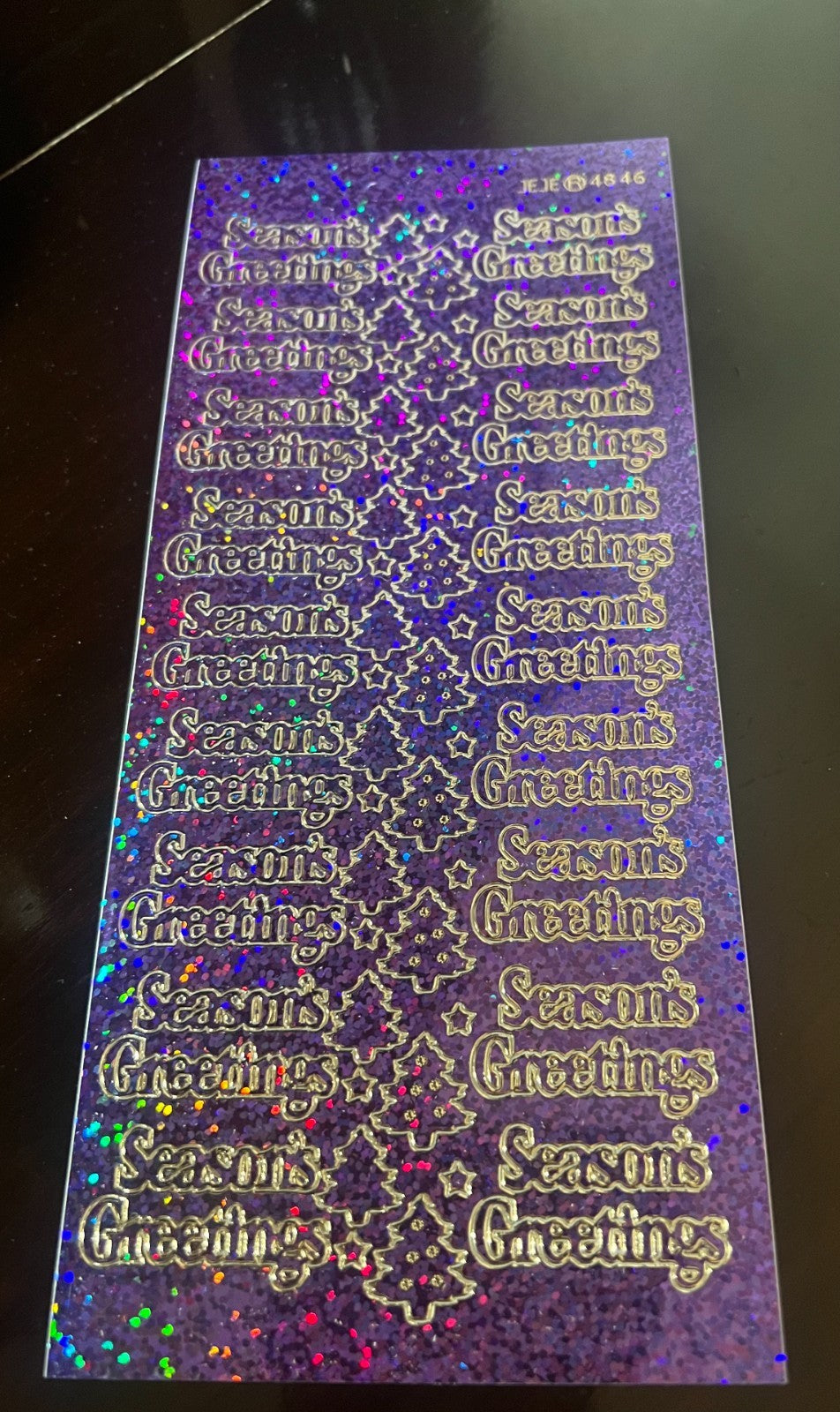 Diamond Sparkle Seasons Greetings Christmas Peel Off Sticker Craft Stickers - Purple