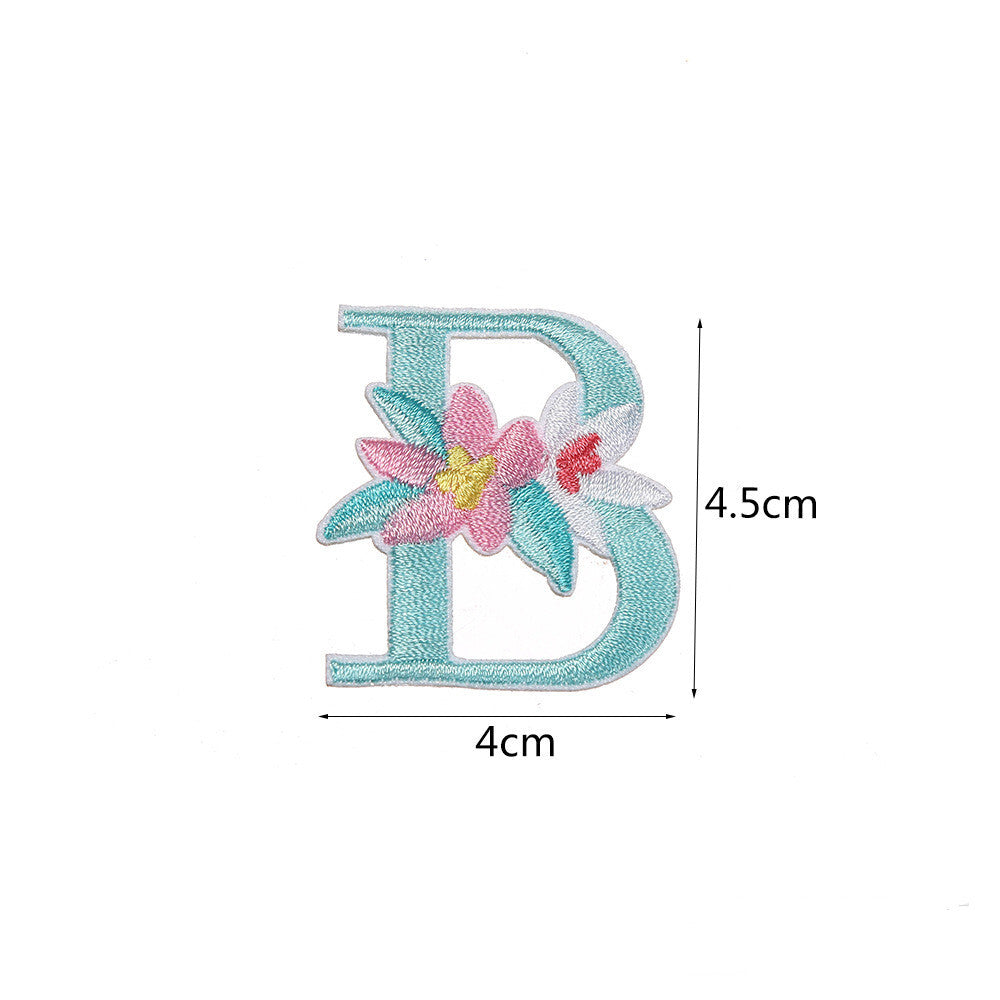 Flower Letter Patch Iron on or Sew on Alphabet Embroidery Clothing Patches