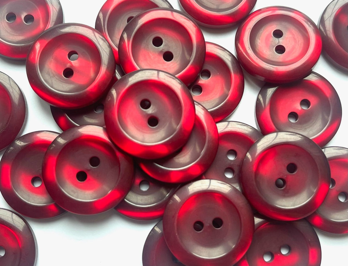 Pearlised Easy Match Dish Buttons Pearl Effect - Sizes: 11.5mm/15mm/18mm/20mm - Wine