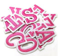 Pink Letter Patch Iron or Sew on Alphabet Embroidery Customise Clothing