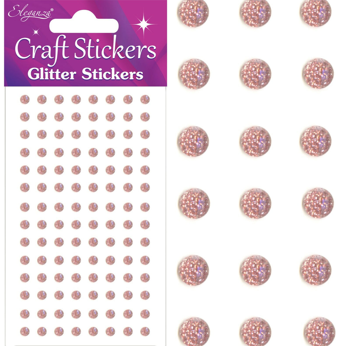 3D Stickers Craft Pearl Dots Sparkly Glitter Gem Craft Card Making Self Adhesive - 4mm - Rose Gold