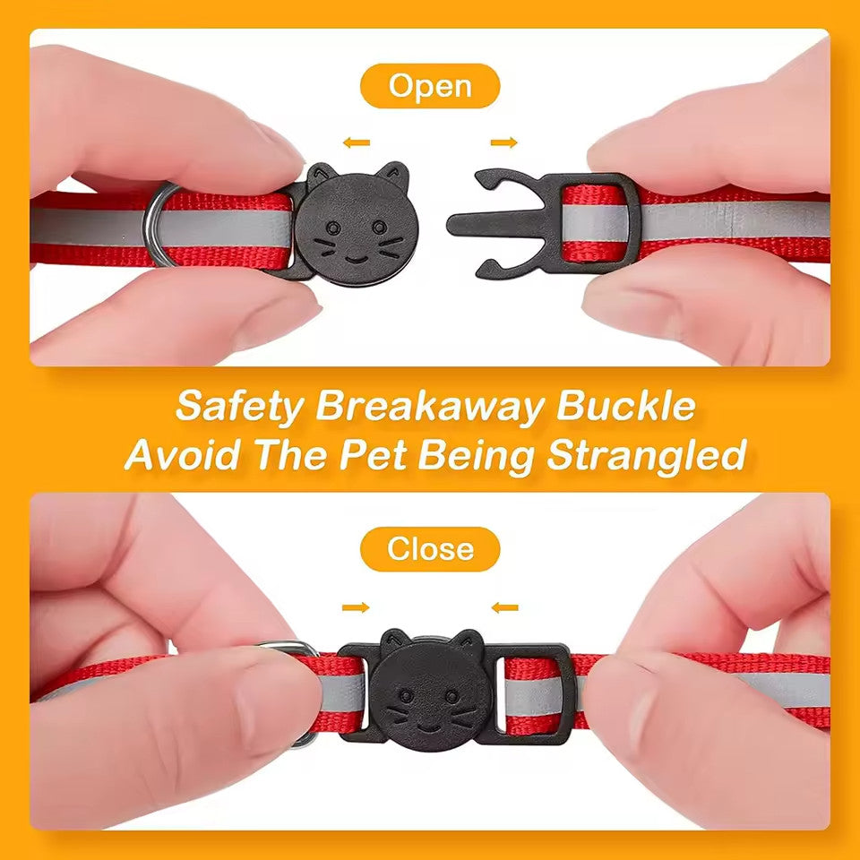Reflective Safety Cat Collar Quick Release Breakaway Kitten Pet Adjustable Bell