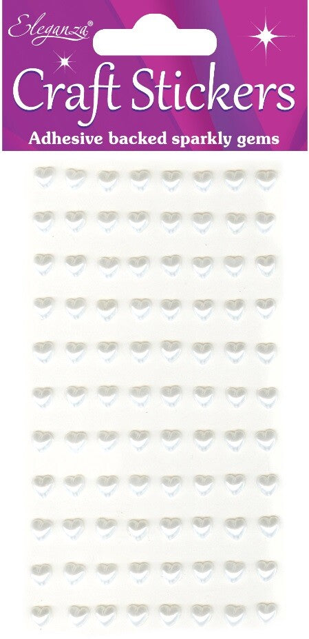 3D Stickers Craft Heart Glitter Gem Craft Embellishments Wedding Self Adhesive - 6mm Pearl 88 Piece Ivory Heart
