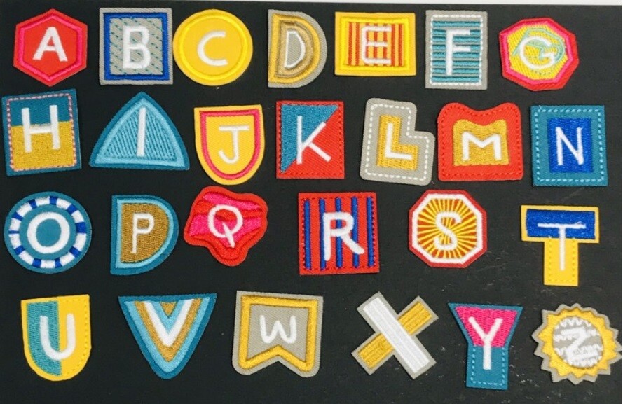Letter Patch Iron on Alphabet Letters Embroidery Customise Colourful Shapes
