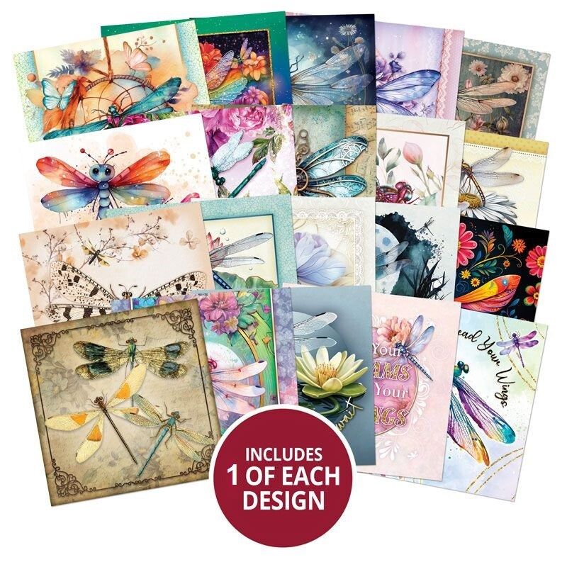 Hunkydory Little Books 20/24/25 Pack - Christmas Birthday Card Making Scrapbook - Dragonflies