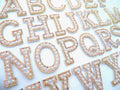 Alphabet Crystal Pearl & Gold Rhinestone Letter Patch Patches Glue / Sew on