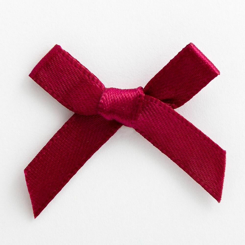 3cm Satin Bows 6mm Bow Pre Tied Ribbon Sewing Crafts Wedding Cards Scrapbook - Burgundy