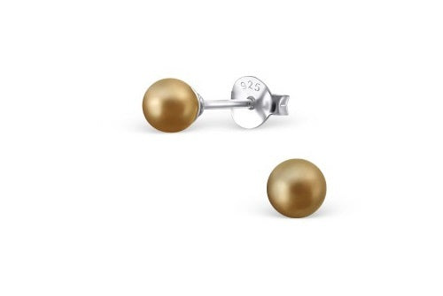 925 Sterling Silver Pearl Stud Earrings Many Colours Elegant Wedding & Gift Bag - Gold