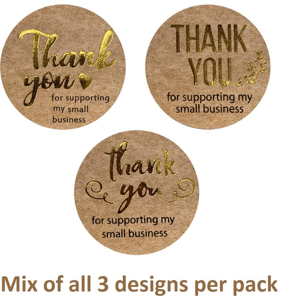 Labels 'Thank You for your order' 'Thank You Business Gift Craft Stickers 2.5cm - Thank you - Brown