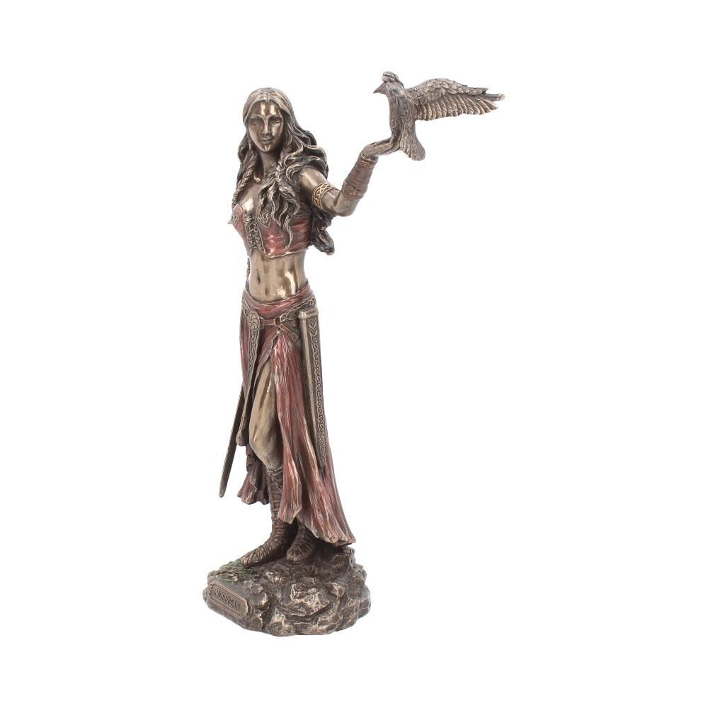Morrigan & Crow Figurine Bronze Ornament Celtic Goddess of War & Death